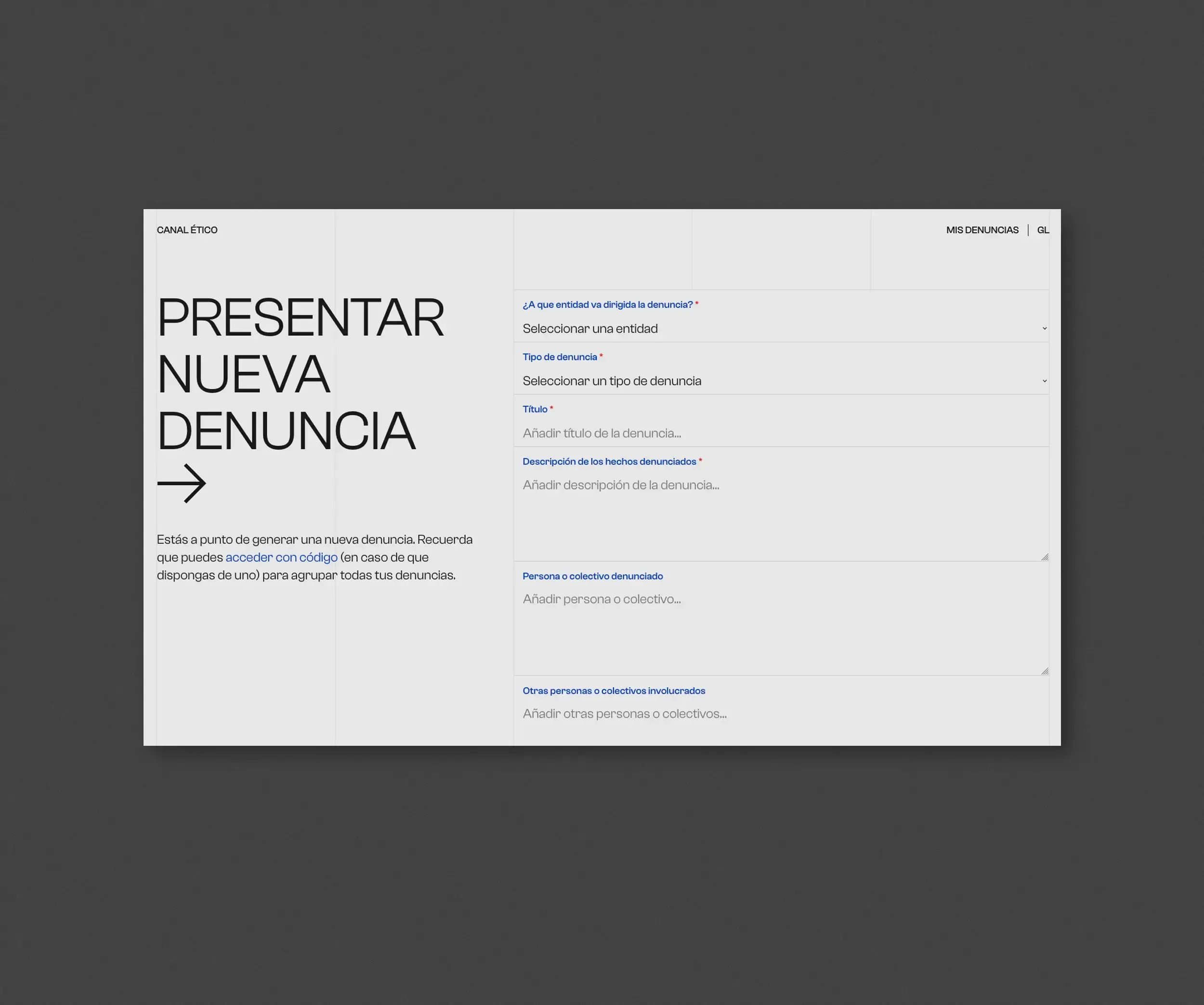 Canal Ético — formulario de denuncia