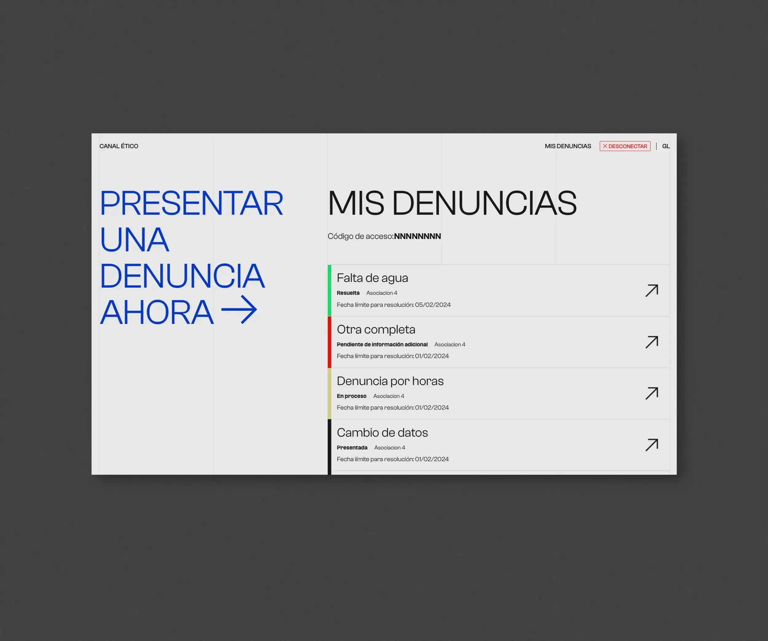 Canal Ético — as miñas denuncias